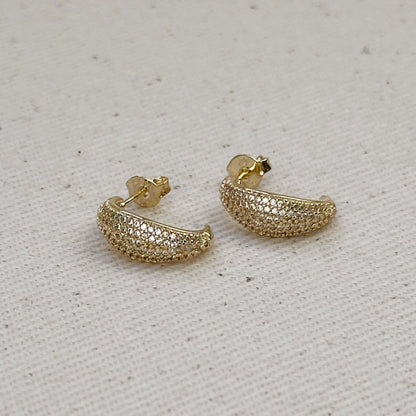 18k Gold Filled Micro CZ Curve Earrings