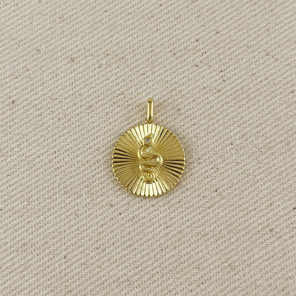18k Gold Filled Snake Serpent Pendant Featuring Spoke Design