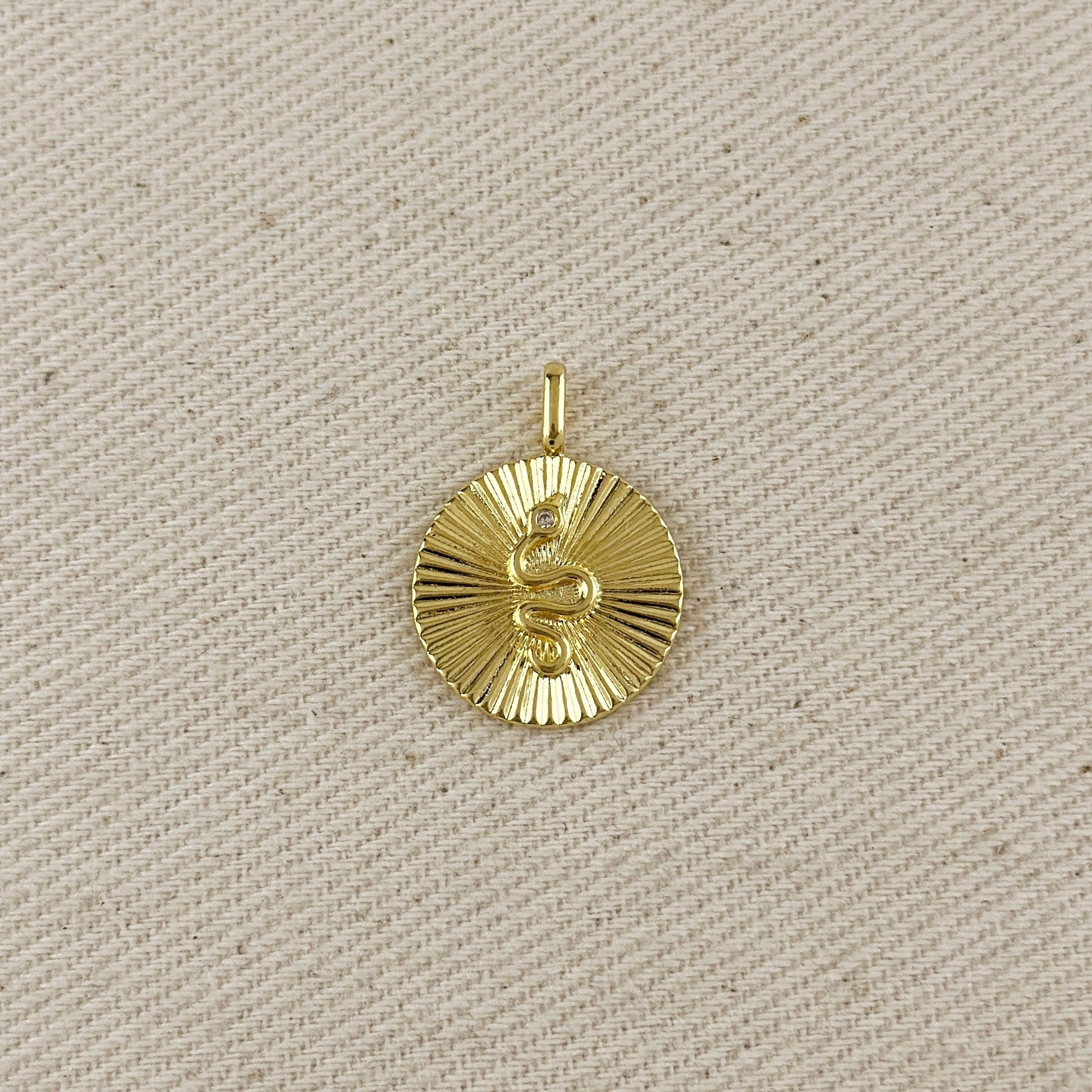 18k Gold Filled Snake Serpent Pendant Featuring Spoke Design