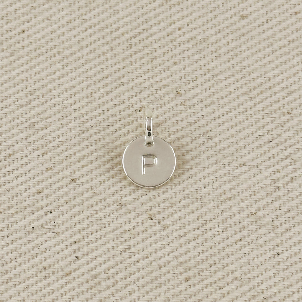 Silver Filled Stamped Tiny Initial Letter Charm
