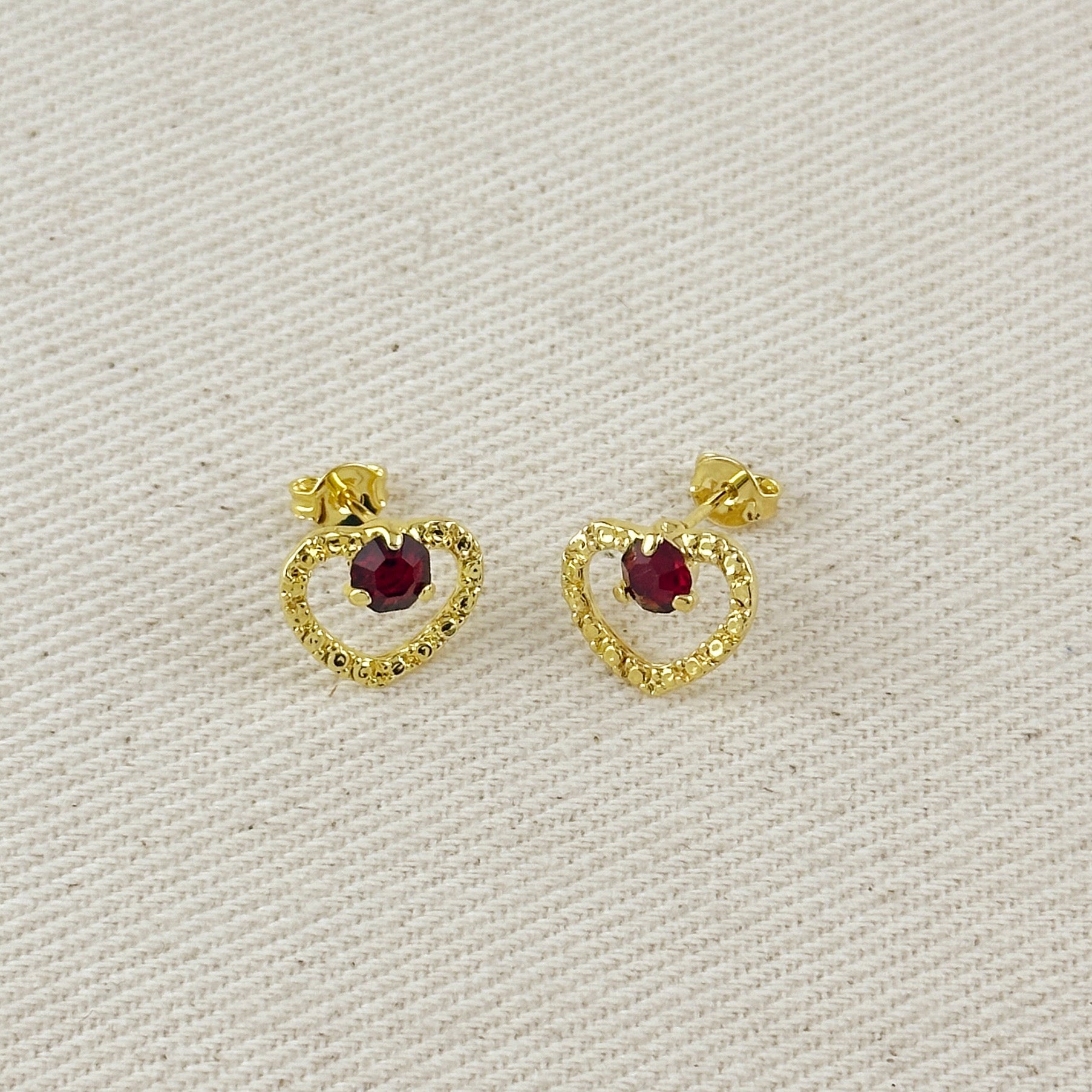 18k Gold Filled Crystal Heart Earrings