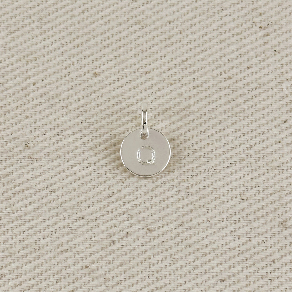 Silver Filled Stamped Tiny Initial Letter Charm