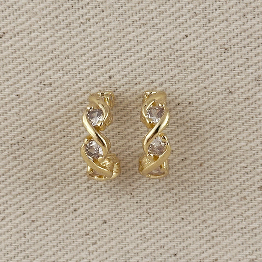 18k Gold Filled Infinity CZ C-Hoop Earrings