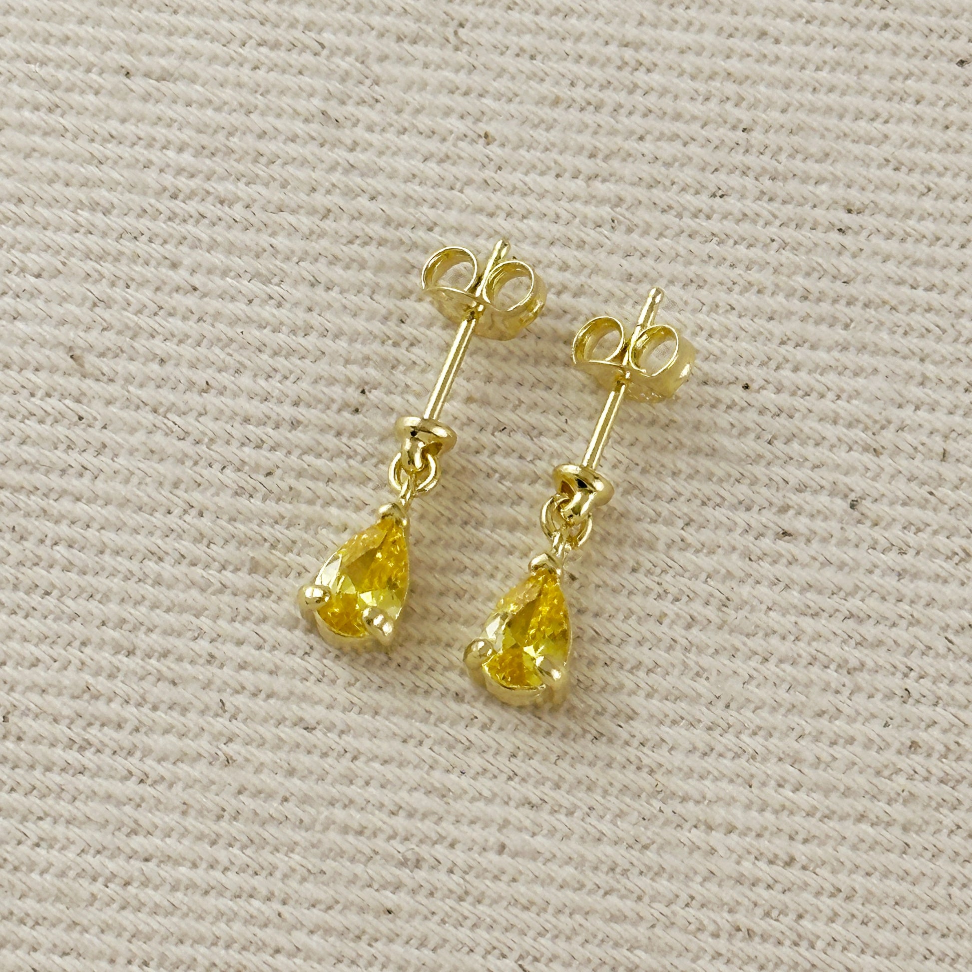 18k Gold Filled Colored CZ Teardrop Earrings