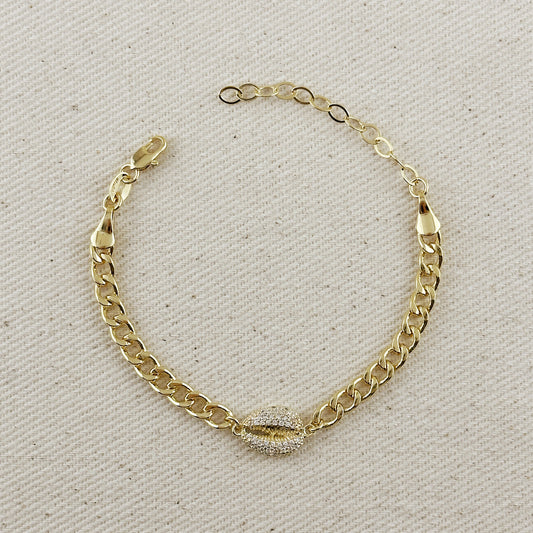 18k Gold Filled Cowrie CZ Bracelet