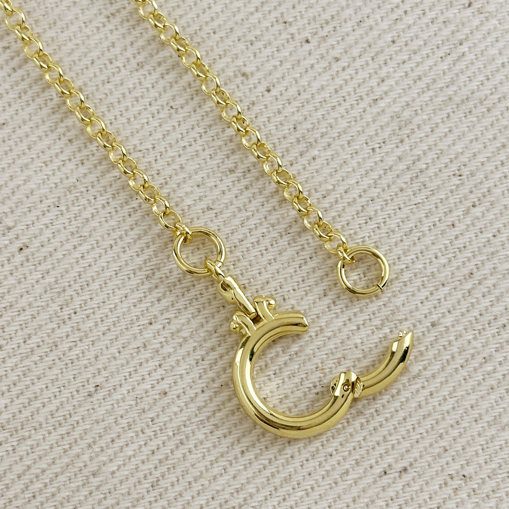 18k Gold Filled Rolo Chain With Round Clicker Clasp Bracelet