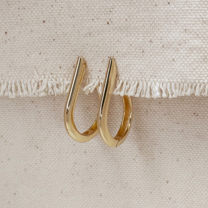 18k Gold Filled Teardrop Shaped Hoop Earrings