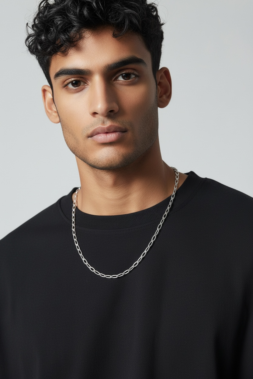 Sterling Silver Flat Elongated Curb Chain 4.0mm