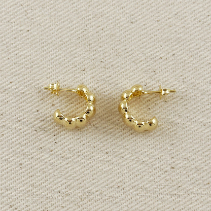 18k Gold Filled Scalloped C-Hoop Earrings