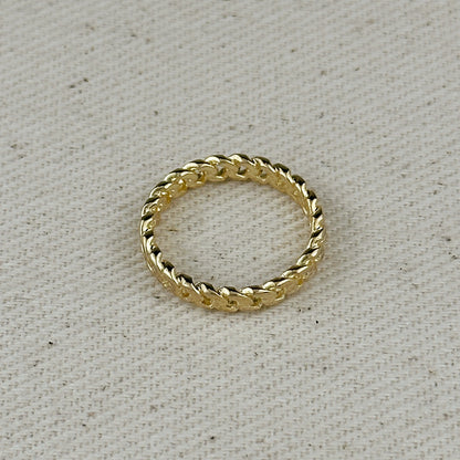 18k Gold Filled 2.5mm Cuban Chain Ring