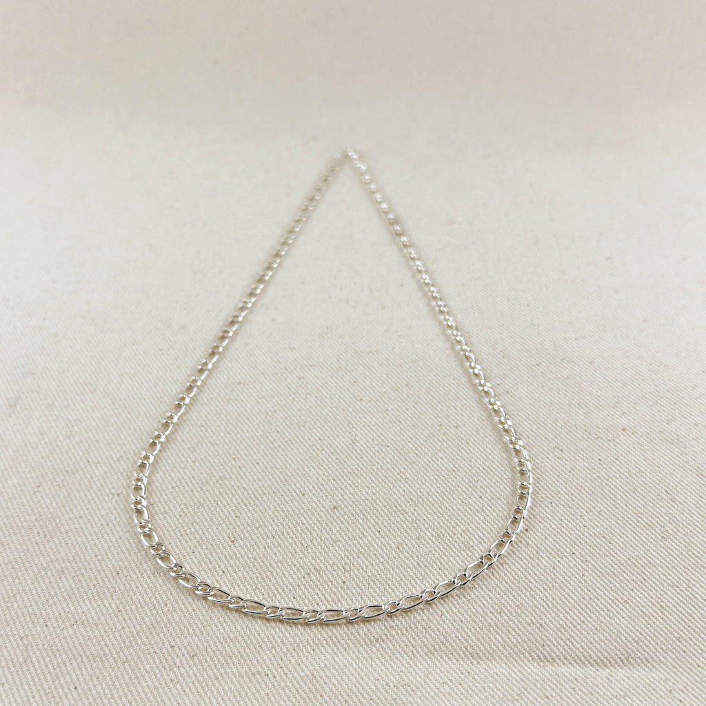 Sterling Silver Figaro 1x1 Chain 3.9mm