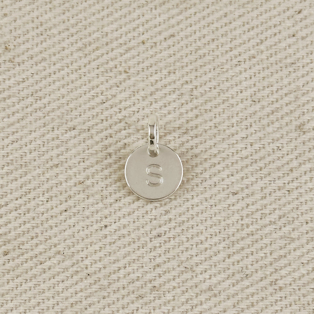 Silver Filled Stamped Tiny Initial Letter Charm