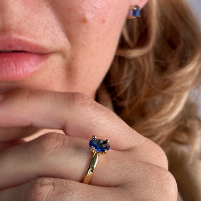 18k Gold Filled Oval Sapphire CZ Stud Earrings