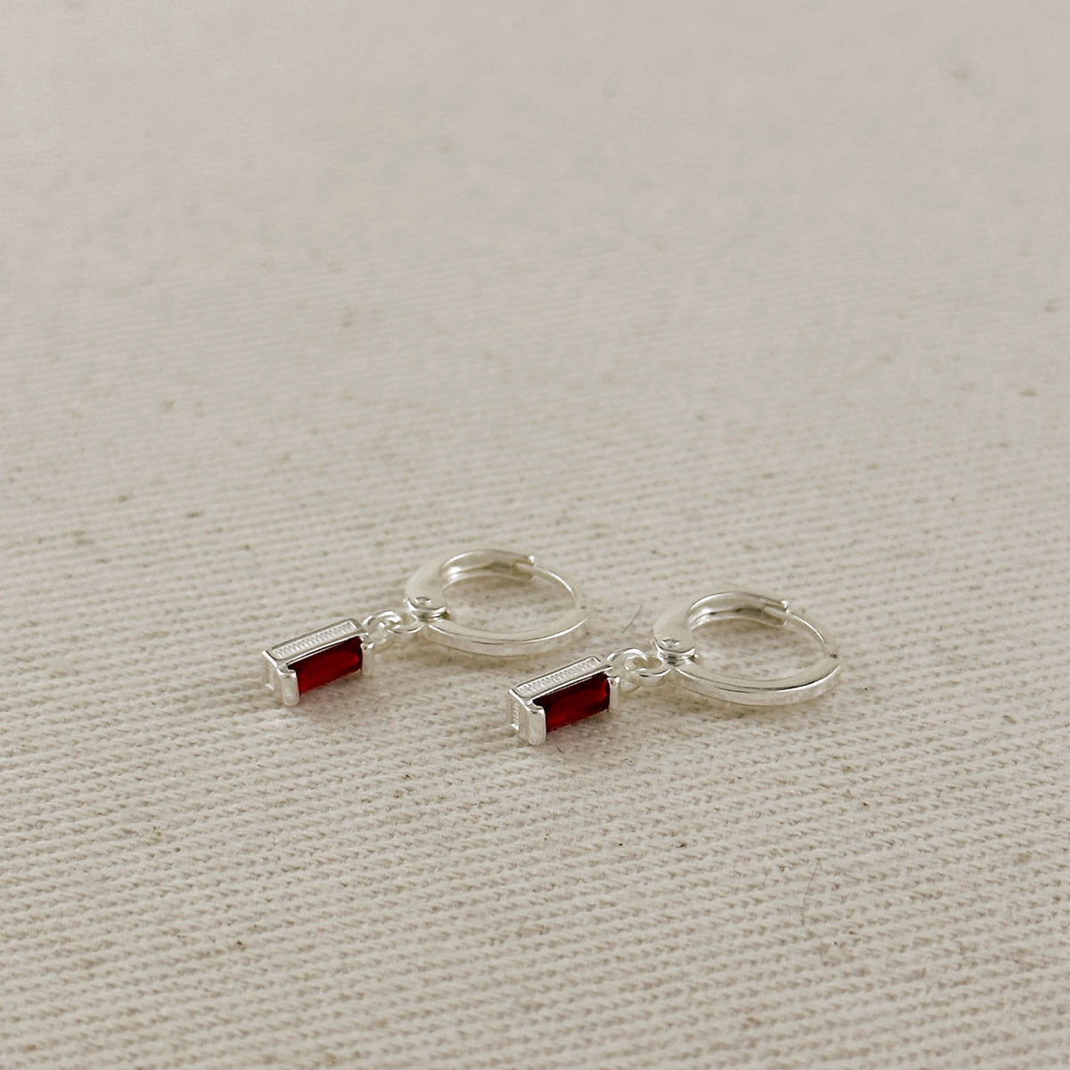 Silver Filled Baguette Birthstone Earrings