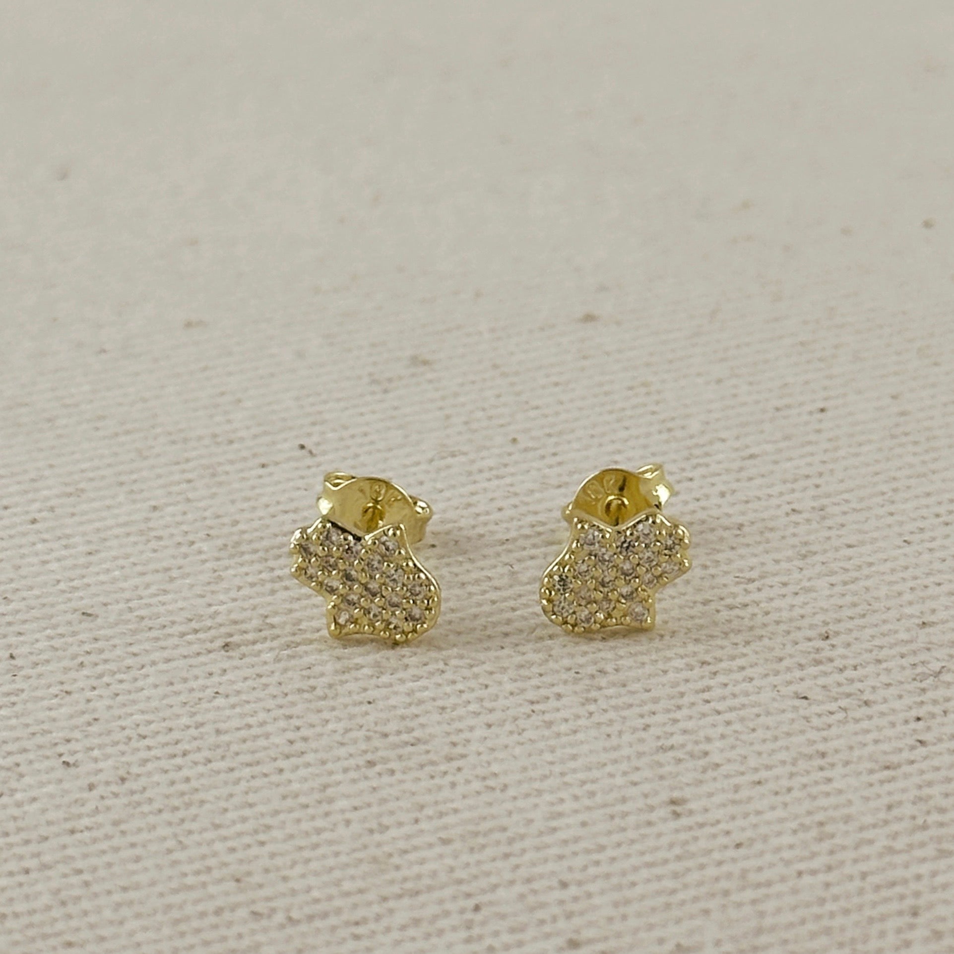 18k Gold Filled Mini CZ Hamsa Stud Earrings