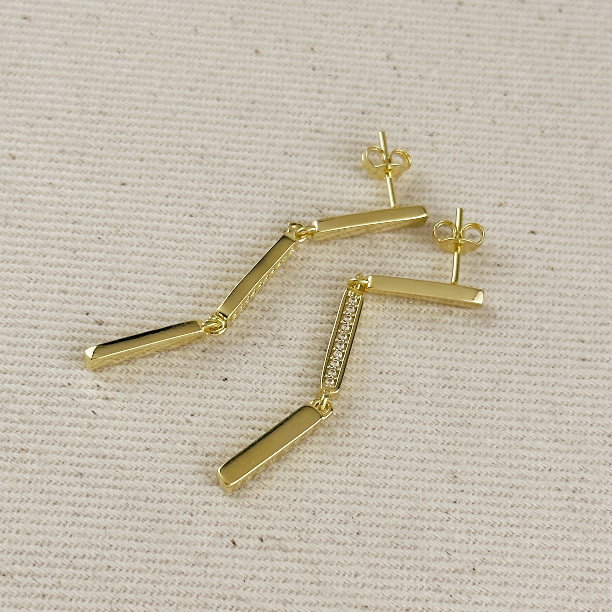 18k Gold Filled Triple Bar Drop Earrings