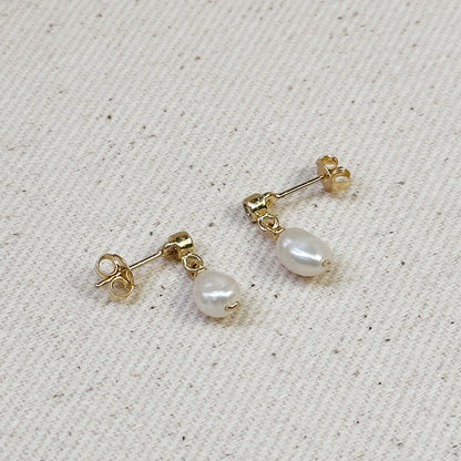 18k Gold Filled Fresh Water Baroque Pearl Dangling Earrings