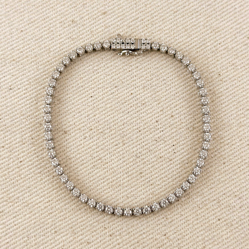 .925 Sterling Silver Rhodium Plated 2.25mm Moissanite Tennis Bracelet