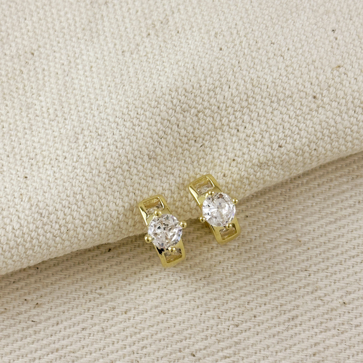 18k Gold Filled CZ Huggie Earrings