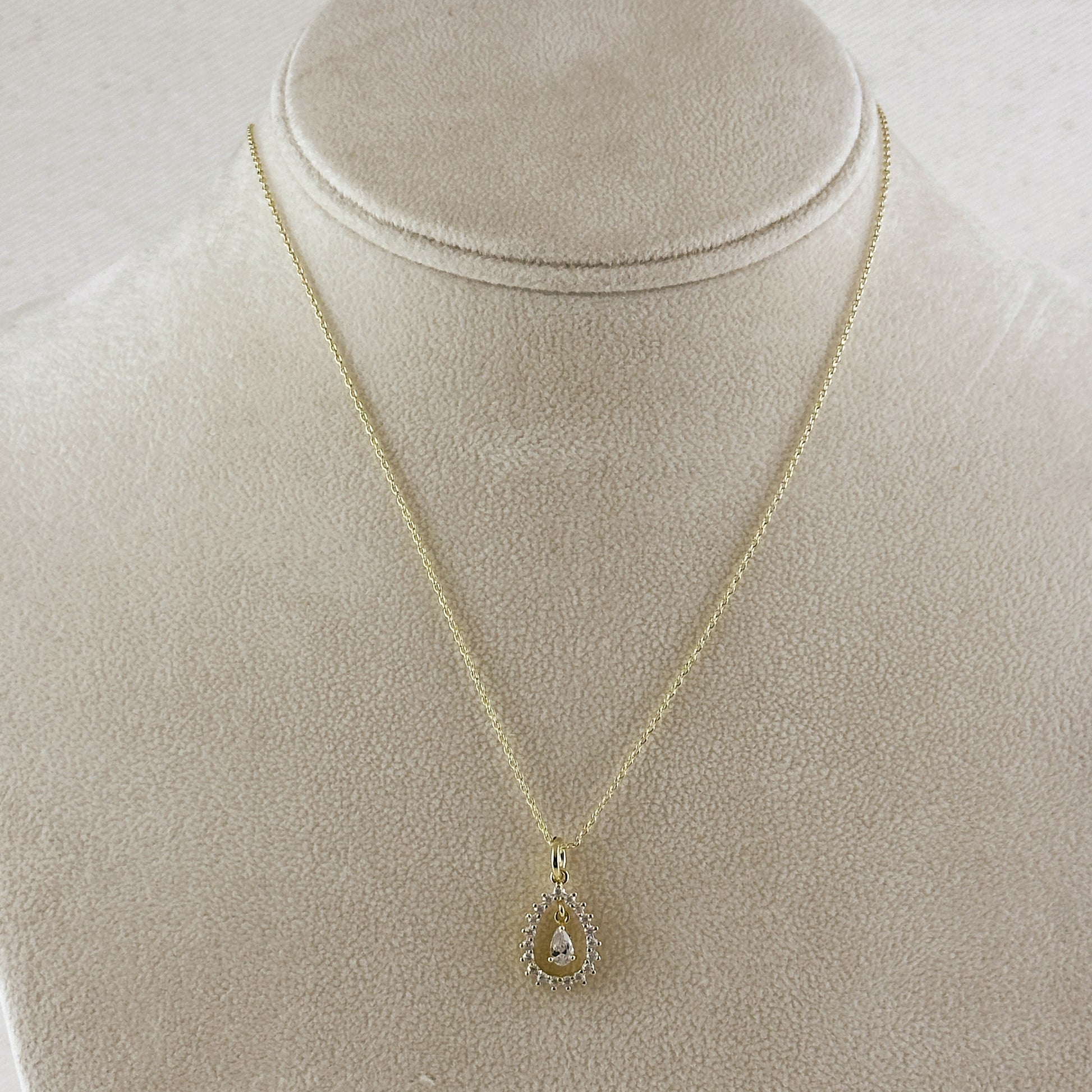 18k Gold Filled Floating CZ Drop Necklace
