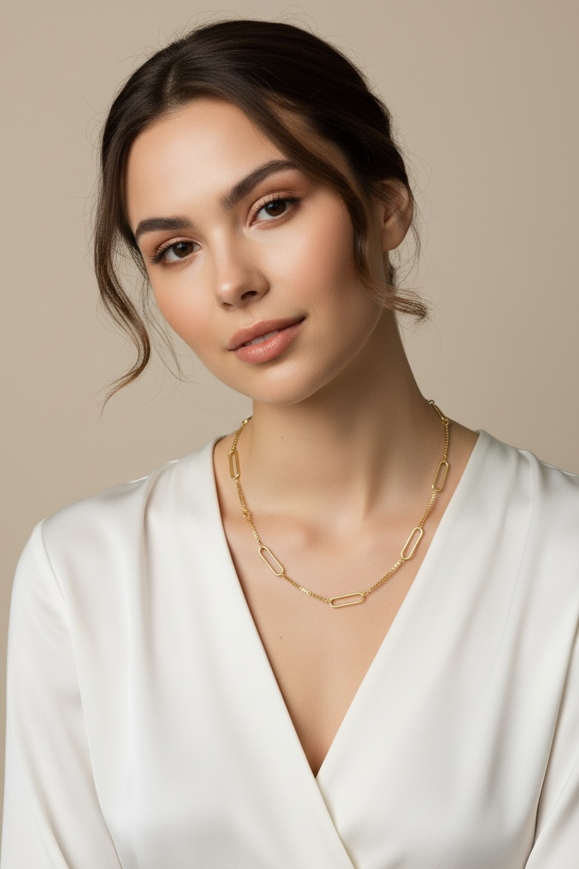 18k Gold Filled Paperclip & Box Chain Necklace