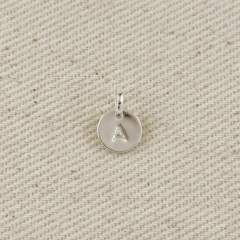 Silver Filled Stamped Tiny Initial Letter Charm