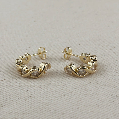 18k Gold Filled Infinity CZ C-Hoop Earrings