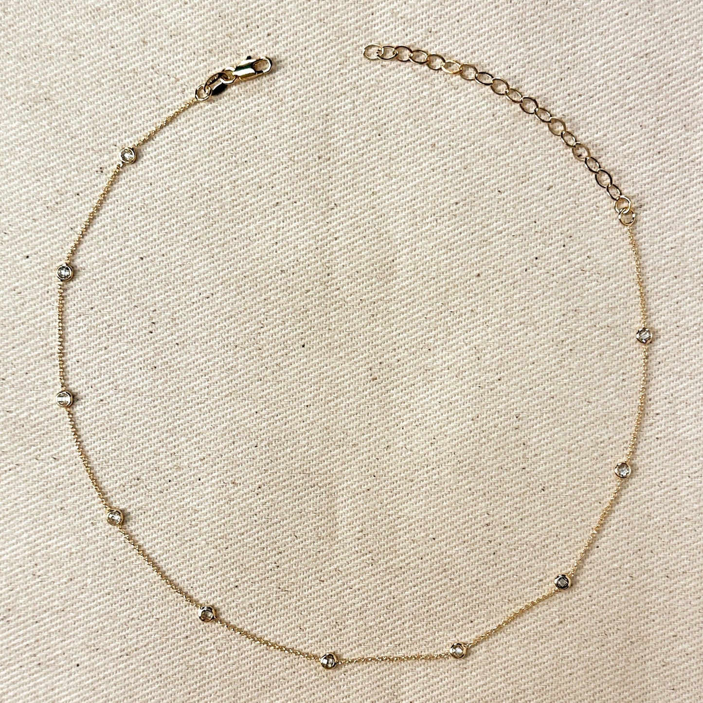 18k Gold Filled Bezel CZ Necklace