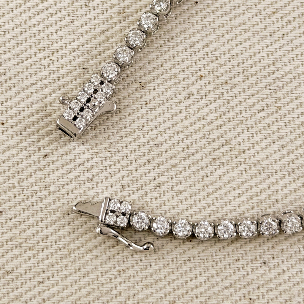 .925 Sterling Silver Rhodium Plated 2.25mm Moissanite Tennis Bracelet