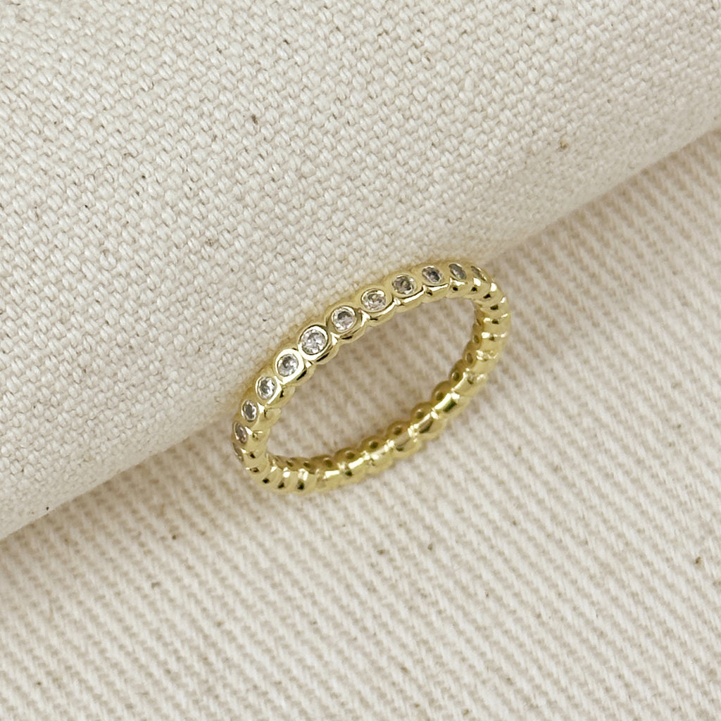 18K Gold Filled Bezel CZ Eternity Band Ring