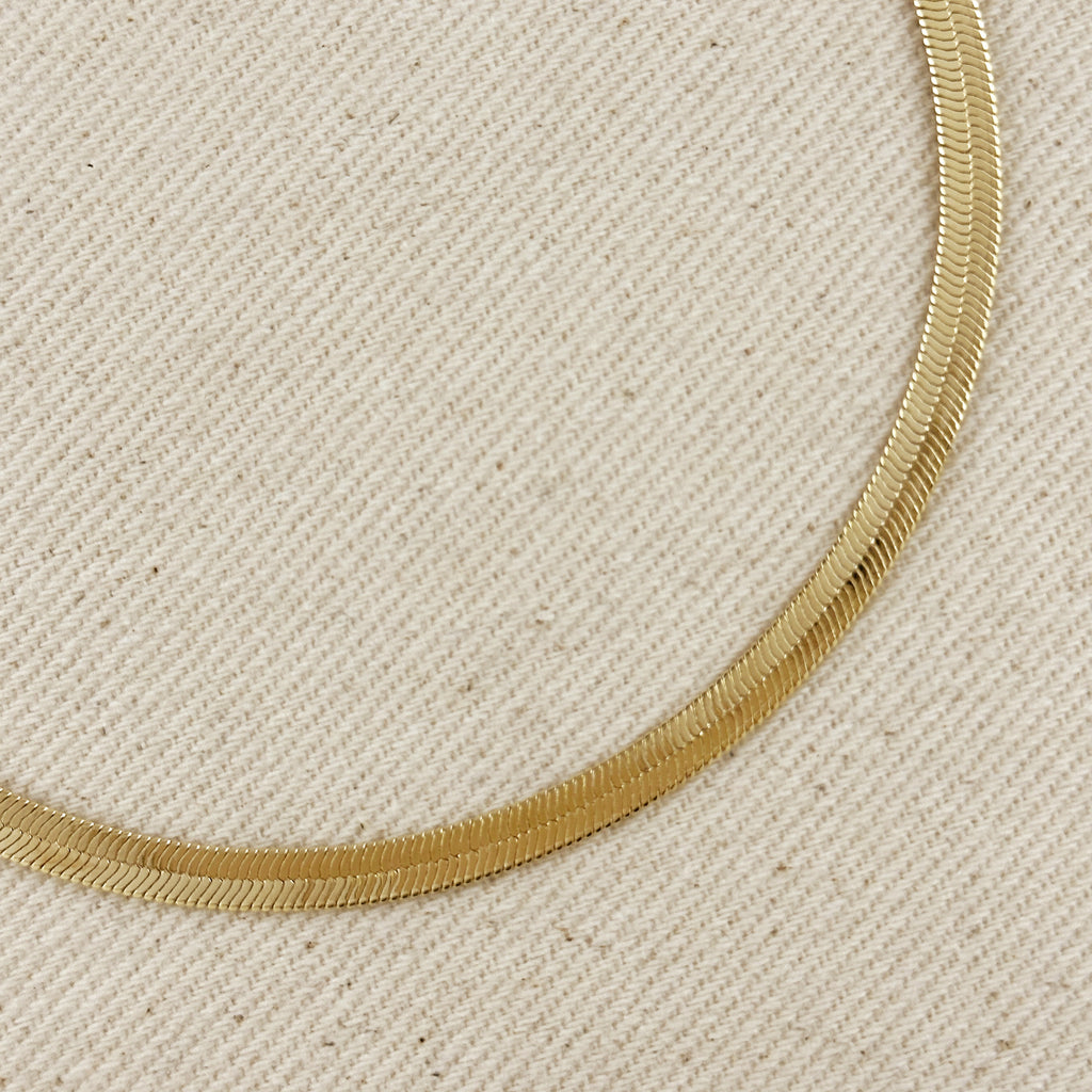18k Gold Filled 4mm Herringbone Chain Anklet