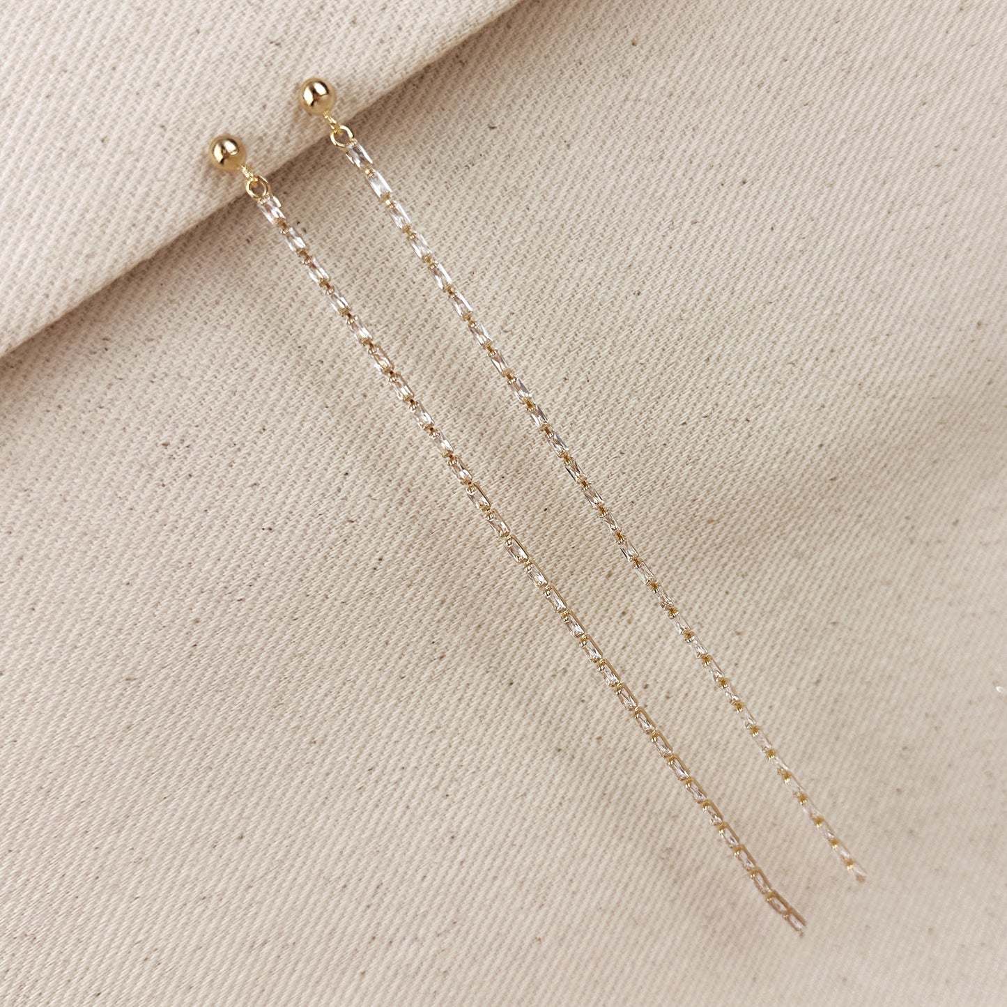 18k Gold Filled Baguette Chain Drop Earrings