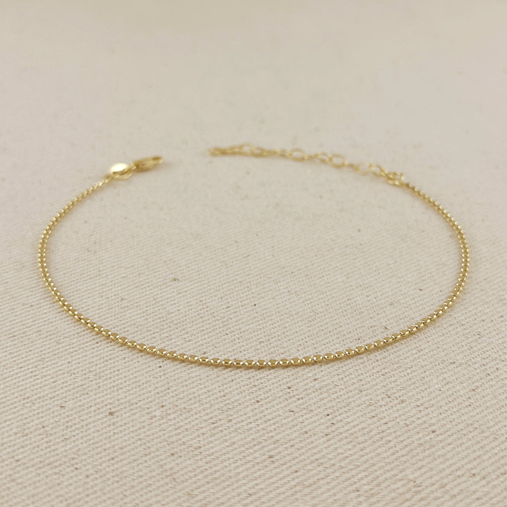 18k Gold Filled 1.5mm Mini Flat Dots Chain Anklet
