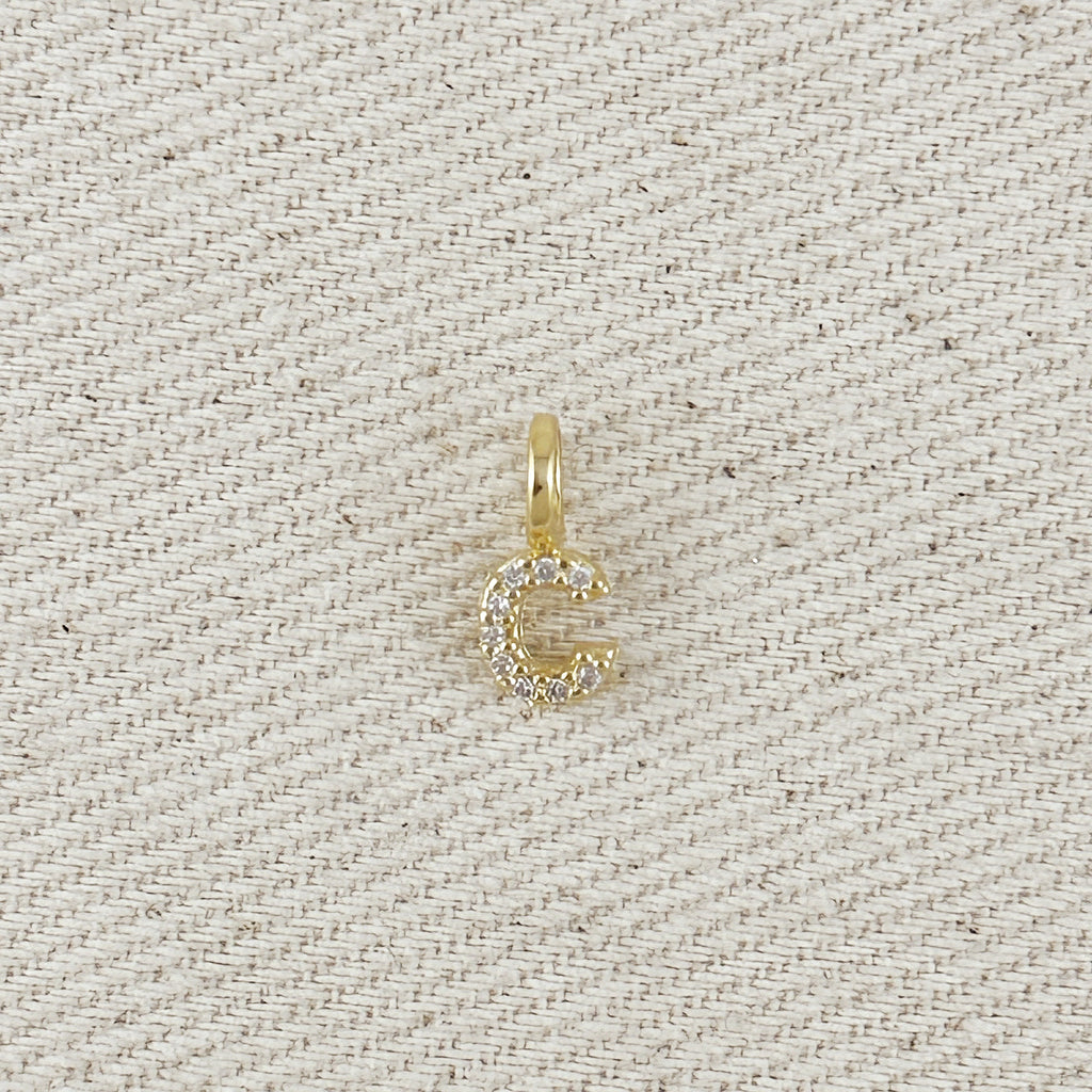 18k Gold filled  Micro CZ Initial Letter Charm