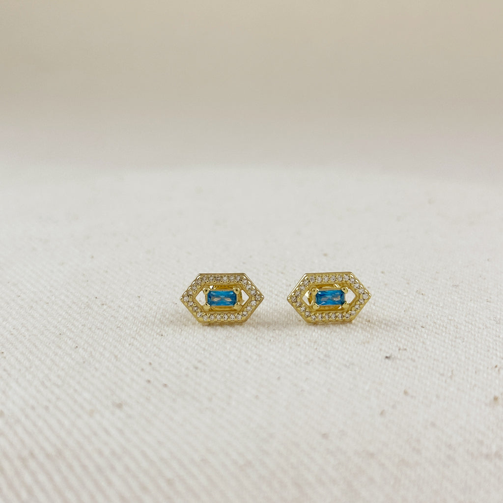 18k Gold Vermeil Fancy Birthstone Baguette Earrings