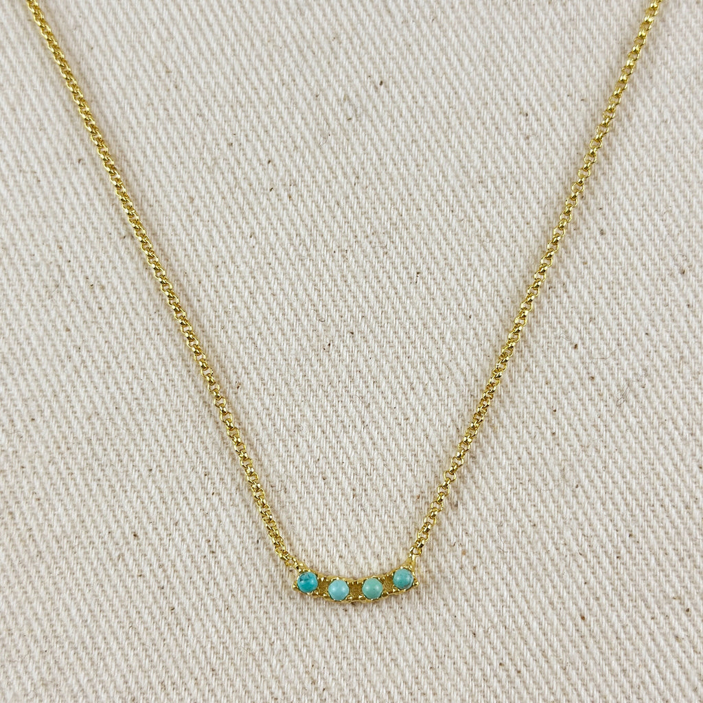 18k Gold Filled Natural Turquoise Bead Necklace