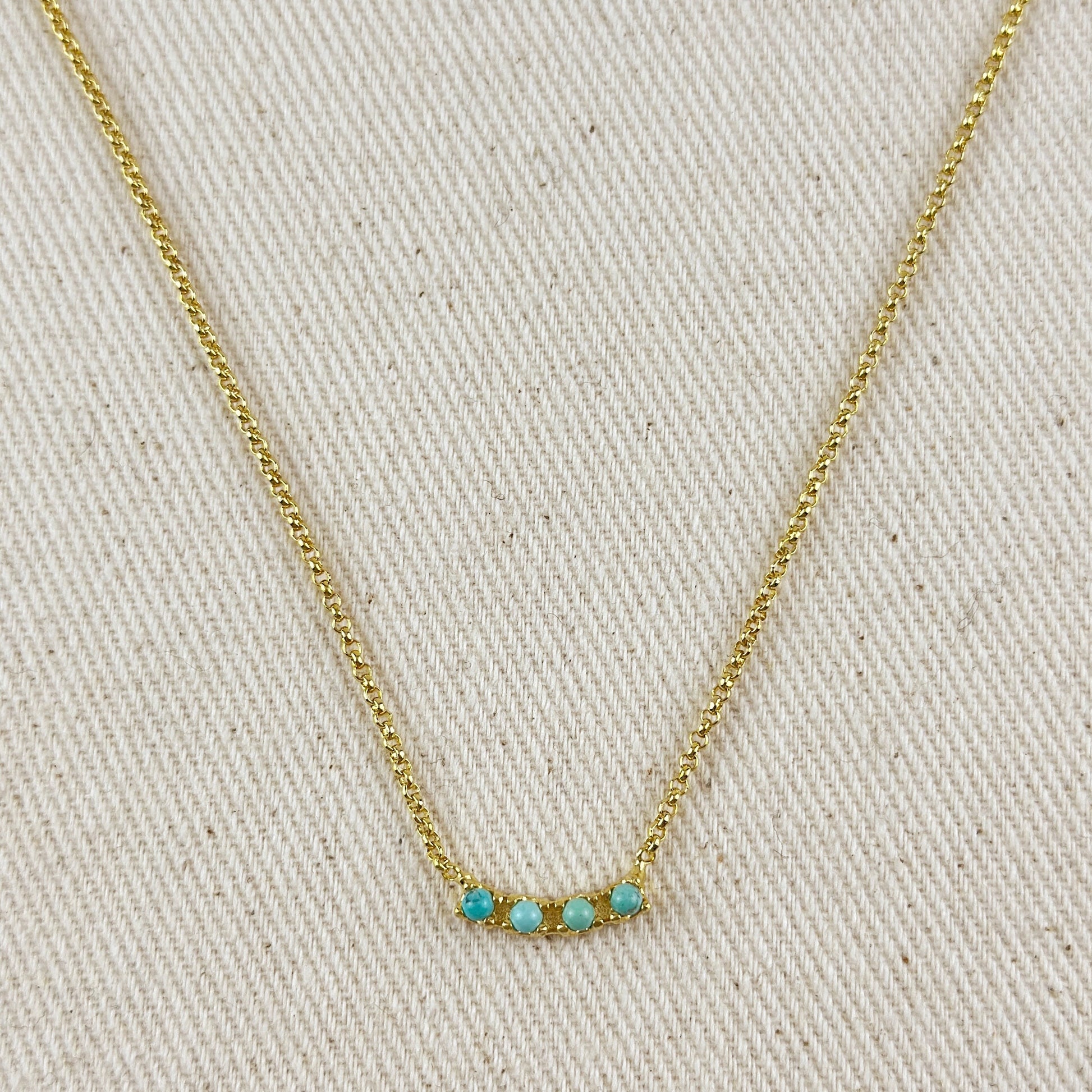 18k Gold Filled Natural Turquoise Bead Necklace