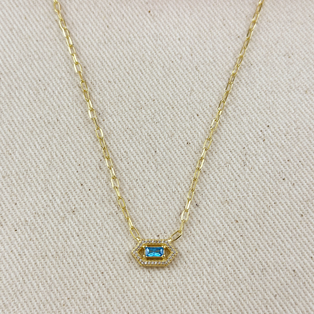 18k Gold Vermeil Fancy Birthstone Baguette Necklace