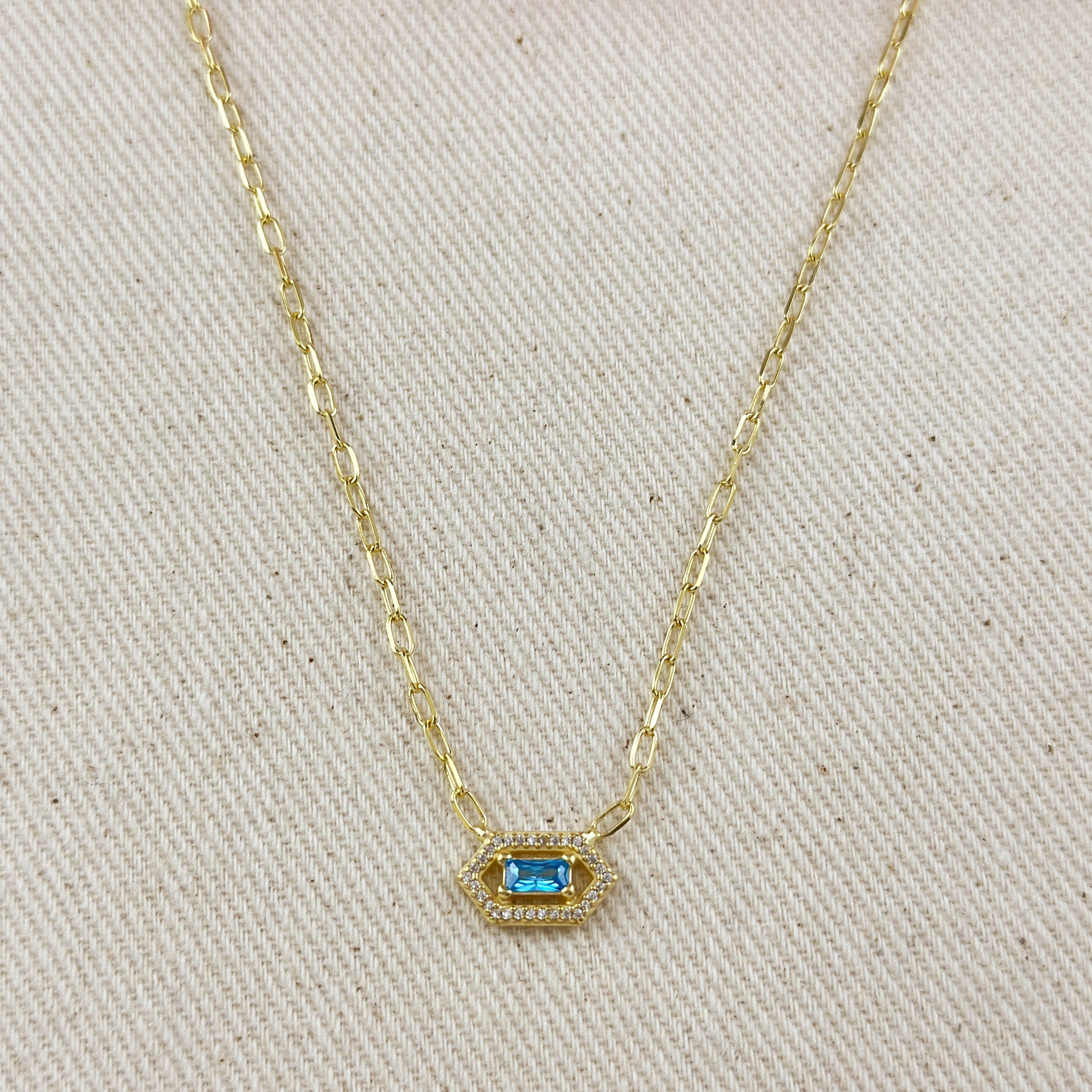 18k Gold Vermeil Fancy Birthstone Baguette Necklace