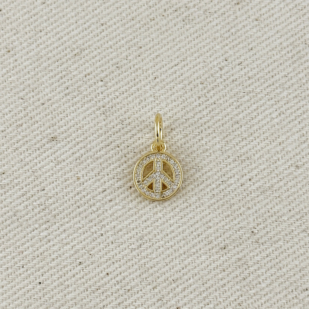 18k Gold Filled CZ Peace Sign Pendant