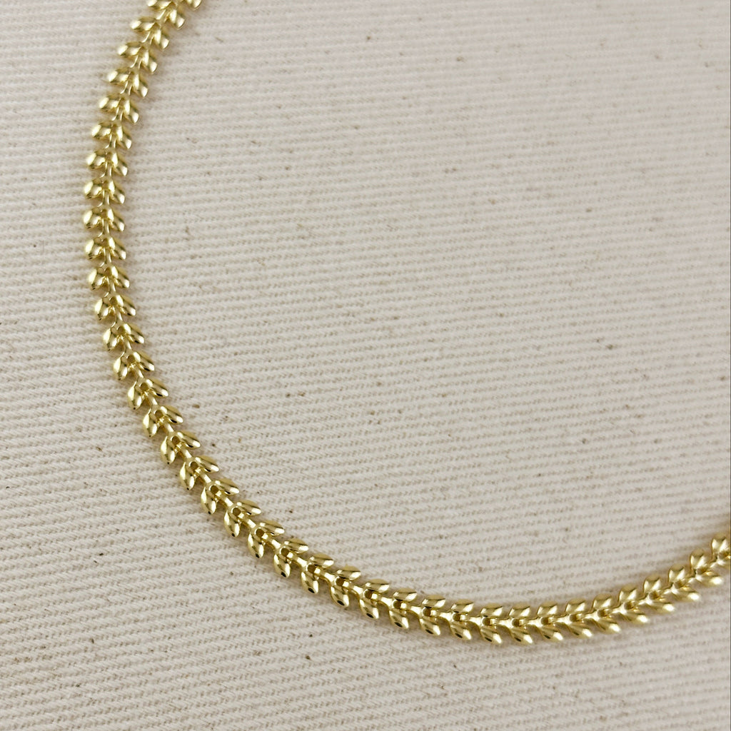 18k Gold Filled Leaf Choker Necklace