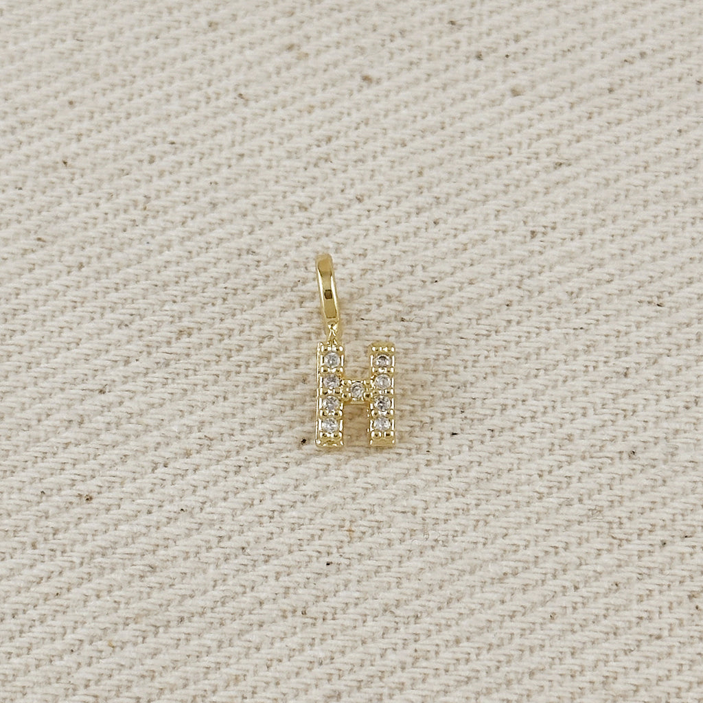 18k Gold filled  Micro CZ Initial Letter Charm