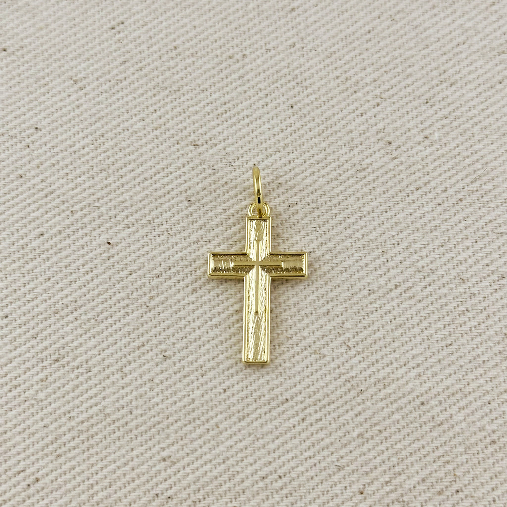 18k Gold Filled Textured Cross Charm