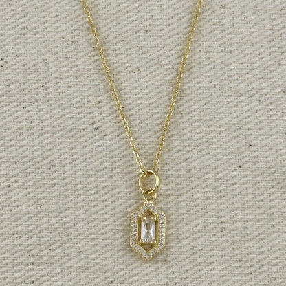 18k Gold Filled Fancy Baguette Pendant Necklace