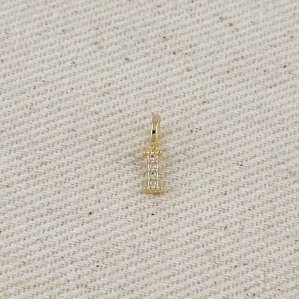 18k Gold filled  Micro CZ Initial Letter Charm