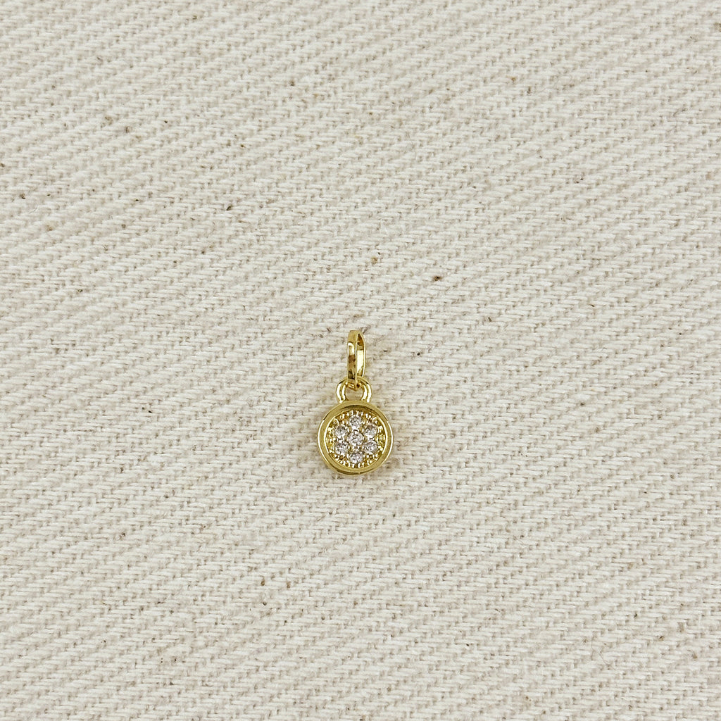 18k Gold Filled CZ Pave Disc Charm