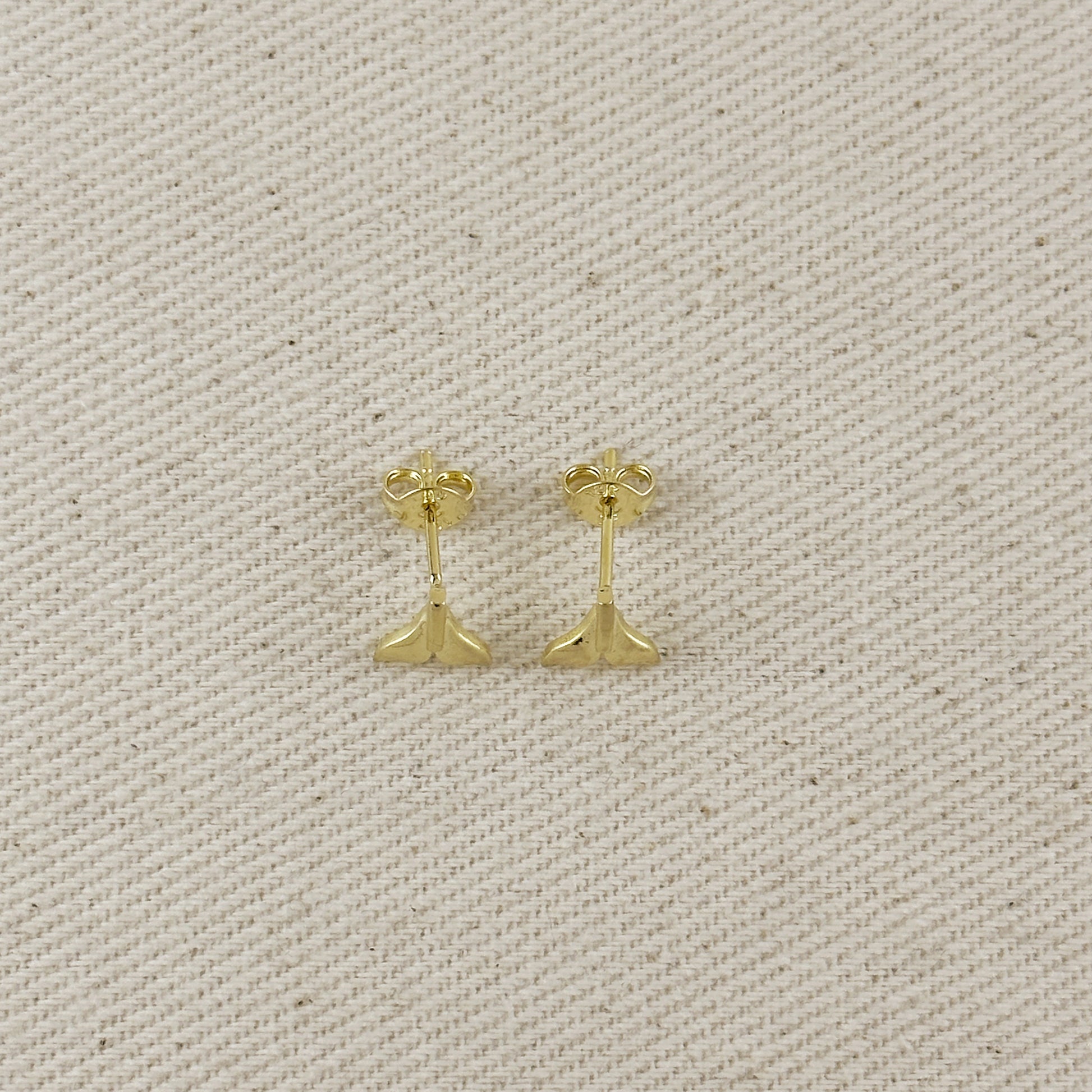 18k Gold Filled Mini Whale Tail Stud Earrings