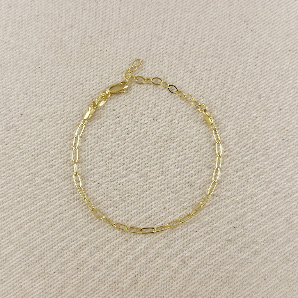 18k Gold Filled Simple Paperclip Link Chain Bracelet