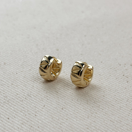 18k Gold Filled Diamond Cut Mini Chunky Hoop Earrings