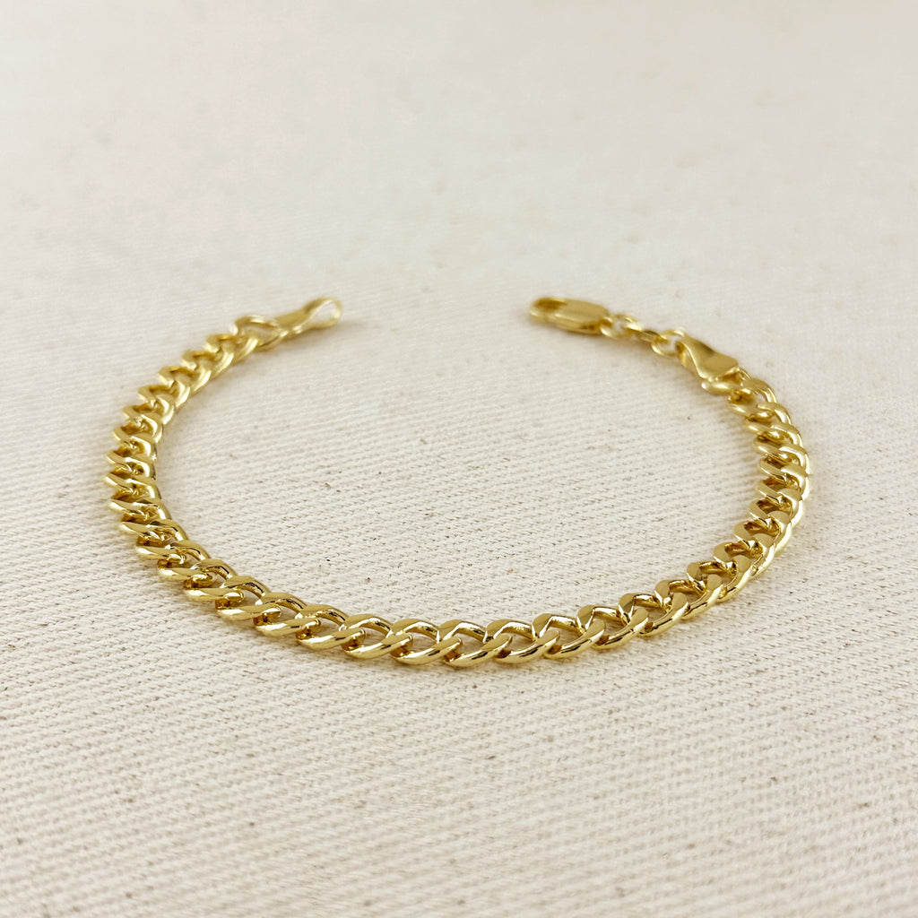 18k Gold Filled 5.0mm Cuban Chain Bracelet